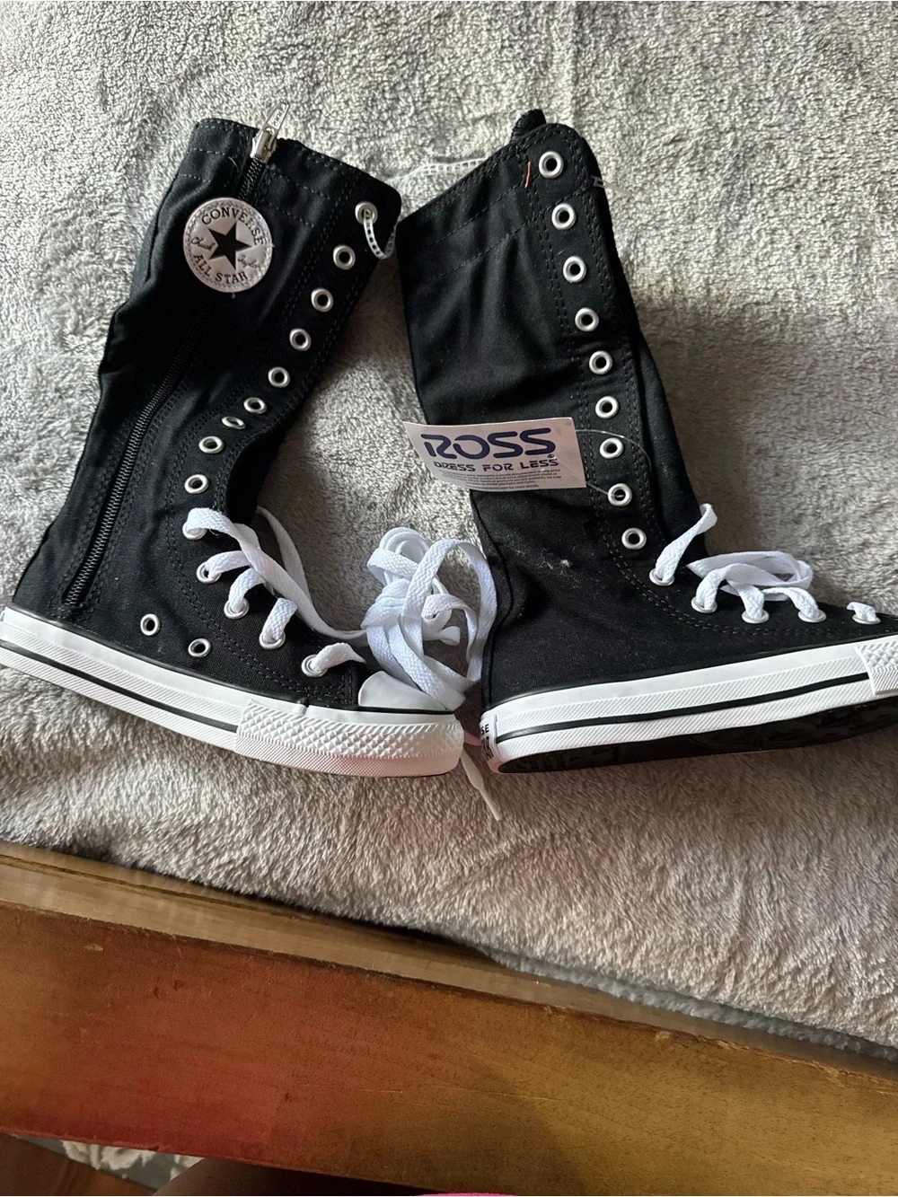 Converse Kids Black High-Top Zip Canvas Sneakers with White Accents